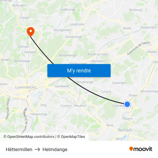 Hëttermillen to Helmdange map