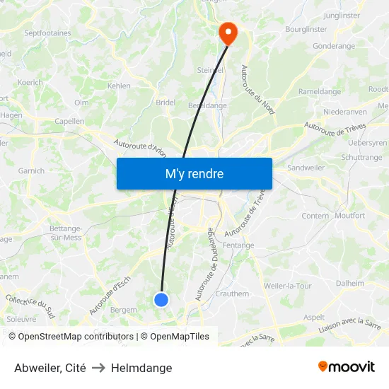 Abweiler, Cité to Helmdange map