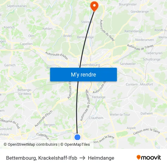 Bettembourg, Krackelshaff-Ifsb to Helmdange map