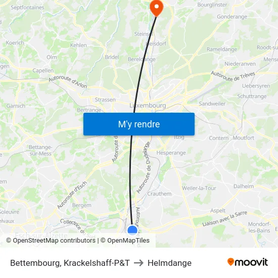 Bettembourg, Krackelshaff-P&T to Helmdange map