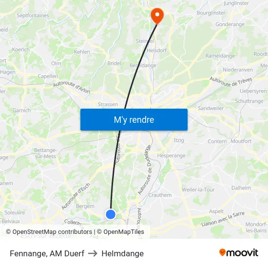 Fennange, AM Duerf to Helmdange map