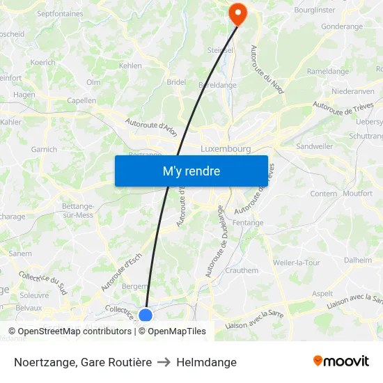 Noertzange, Gare Routière to Helmdange map