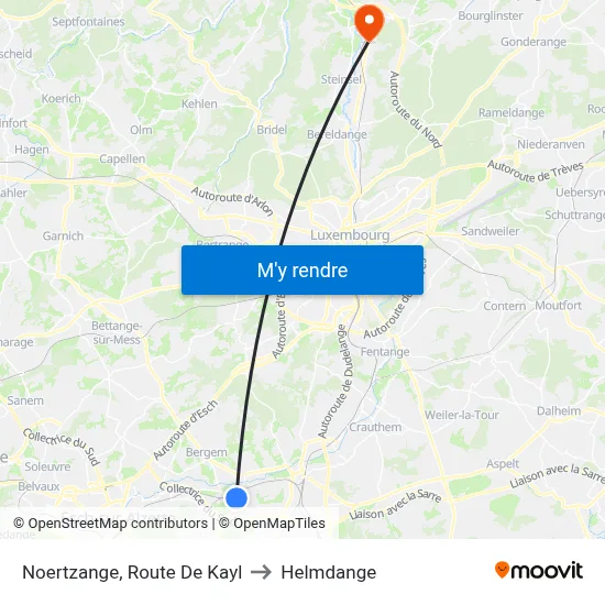 Noertzange, Route De Kayl to Helmdange map