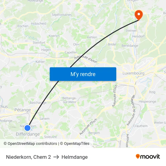 Niederkorn, Chem 2 to Helmdange map