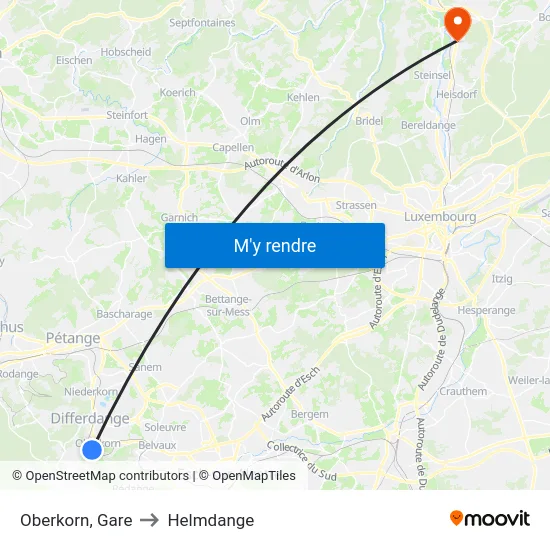 Oberkorn, Gare to Helmdange map
