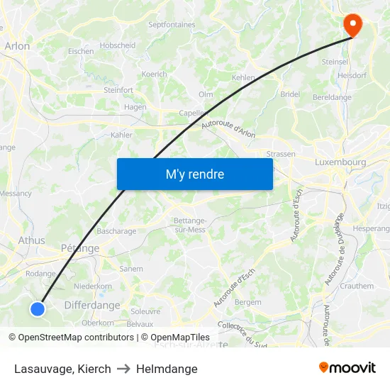 Lasauvage, Kierch to Helmdange map