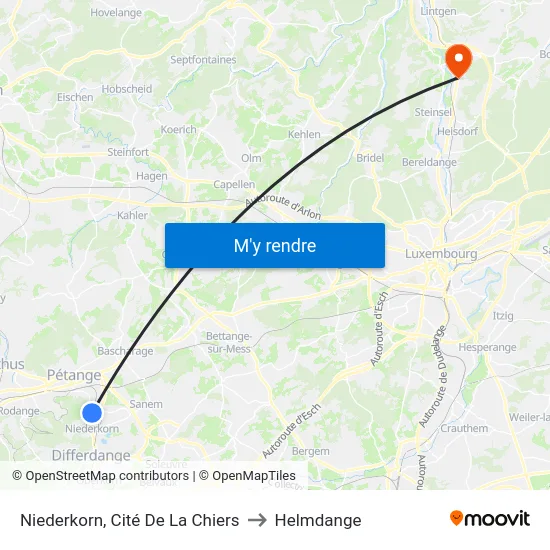 Niederkorn, Cité De La Chiers to Helmdange map