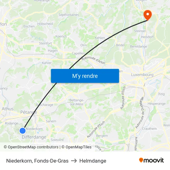 Niederkorn, Fonds-De-Gras to Helmdange map