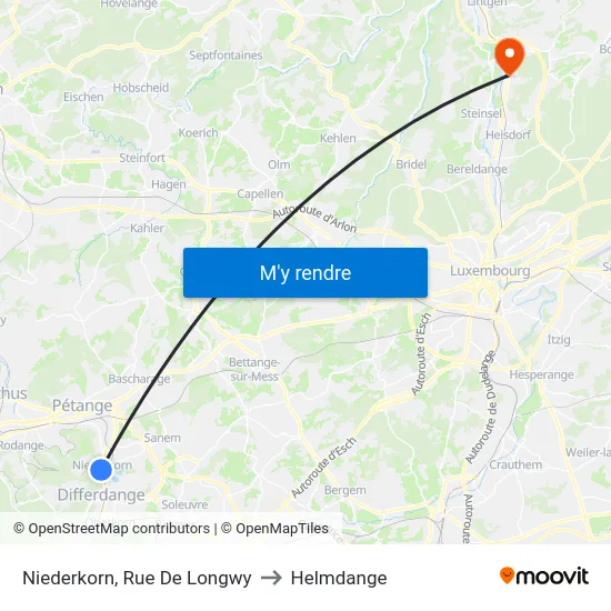 Niederkorn, Rue De Longwy to Helmdange map