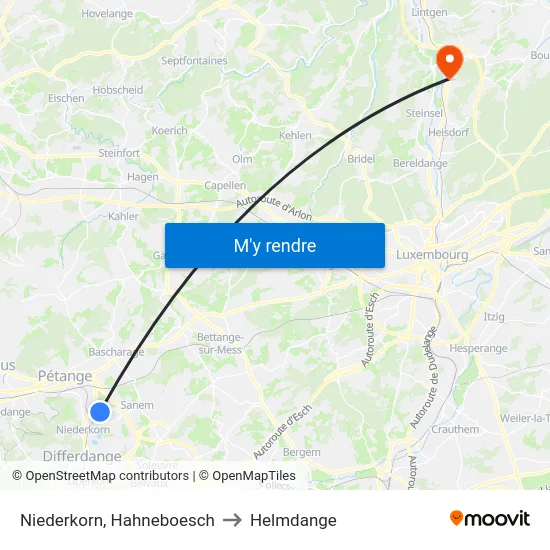 Niederkorn, Hahneboesch to Helmdange map