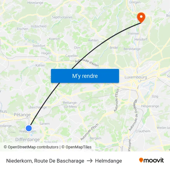 Niederkorn, Route De Bascharage to Helmdange map