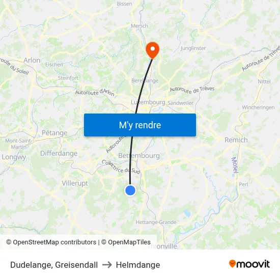 Dudelange, Greisendall to Helmdange map