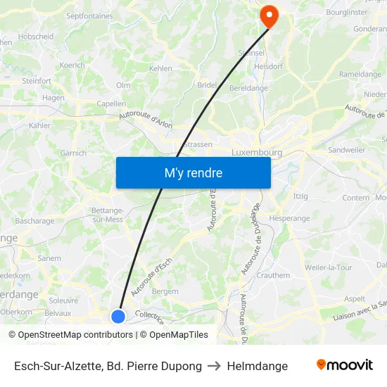Esch-Sur-Alzette, Bd. Pierre Dupong to Helmdange map
