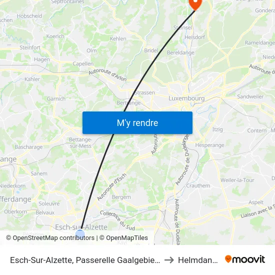 Esch-Sur-Alzette, Passerelle Gaalgebierg to Helmdange map