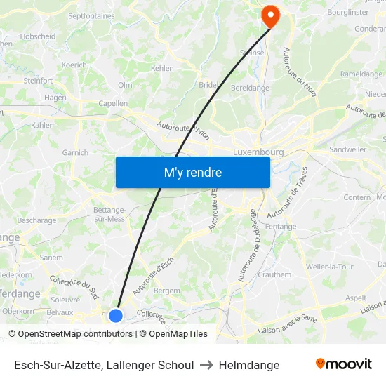 Esch-Sur-Alzette, Lallenger Schoul to Helmdange map