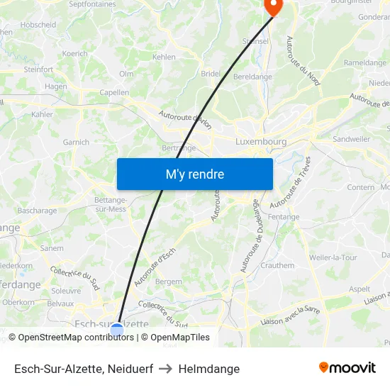 Esch-Sur-Alzette, Neiduerf to Helmdange map