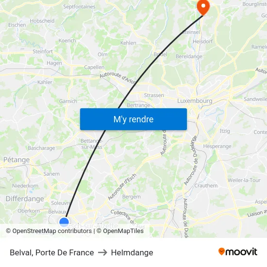 Belval, Porte De France to Helmdange map