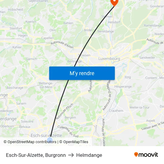 Esch-Sur-Alzette, Burgronn to Helmdange map