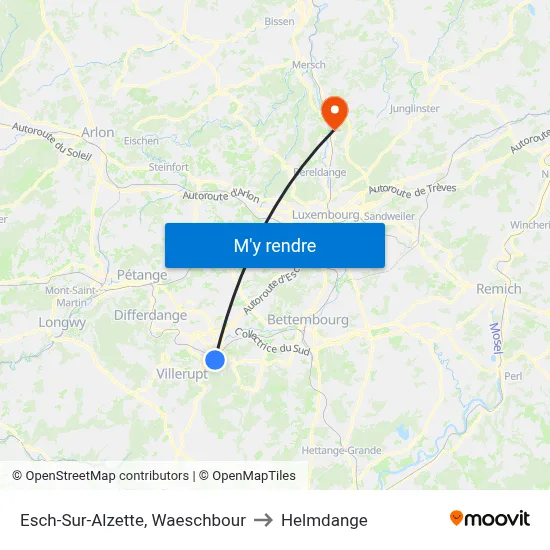 Esch-Sur-Alzette, Waeschbour to Helmdange map