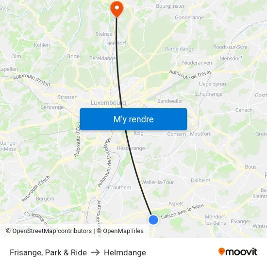Frisange, Park & Ride to Helmdange map