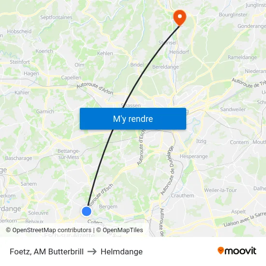 Foetz, AM Butterbrill to Helmdange map