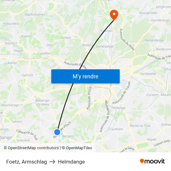 Foetz, Armschlag to Helmdange map