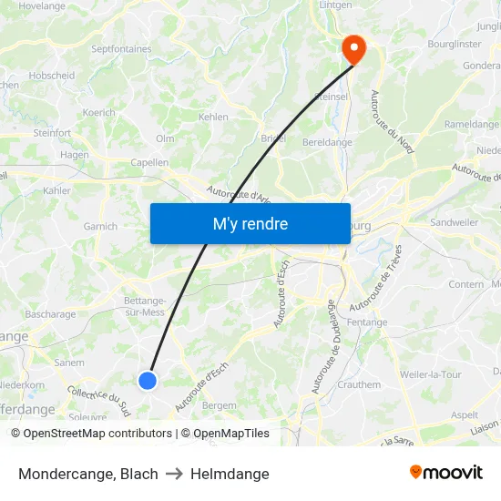 Mondercange, Blach to Helmdange map