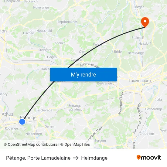 Pétange, Porte Lamadelaine to Helmdange map