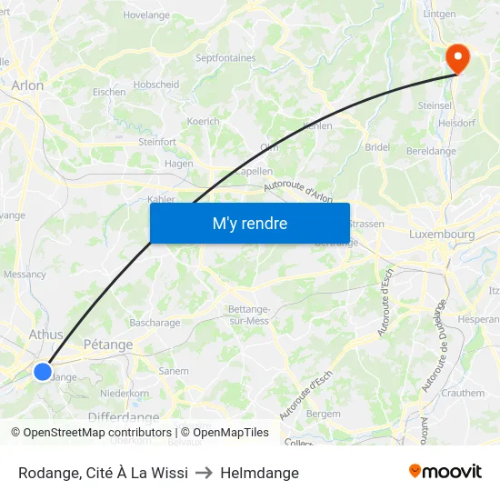 Rodange, Cité À La Wissi to Helmdange map