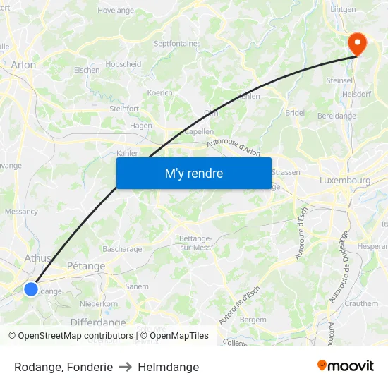 Rodange, Fonderie to Helmdange map