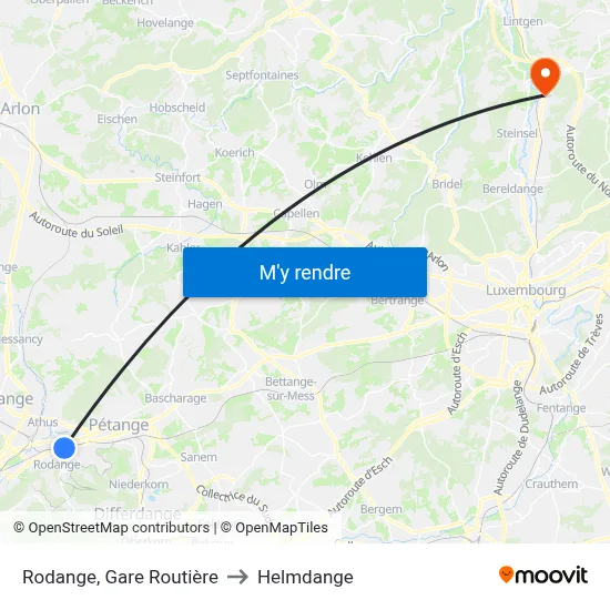 Rodange, Gare Routière to Helmdange map