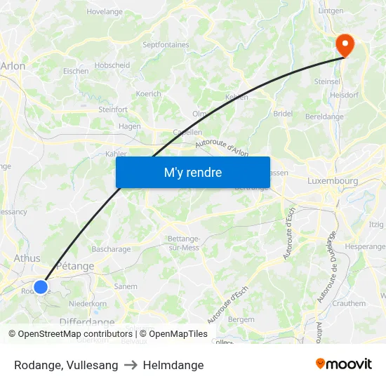 Rodange, Vullesang to Helmdange map