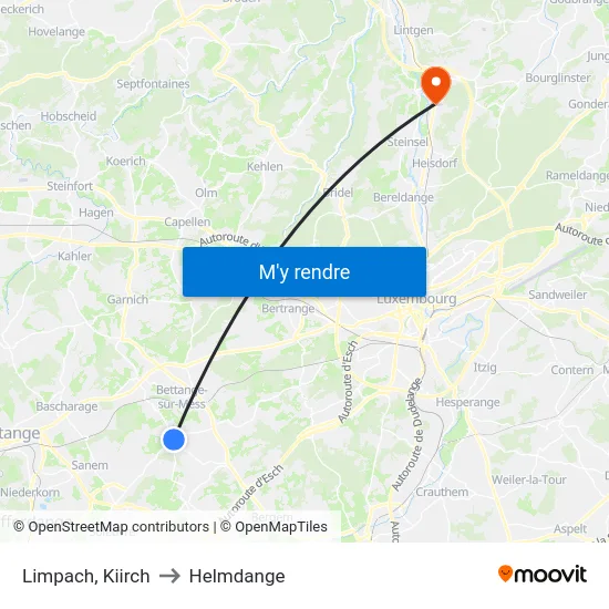 Limpach, Kiirch to Helmdange map