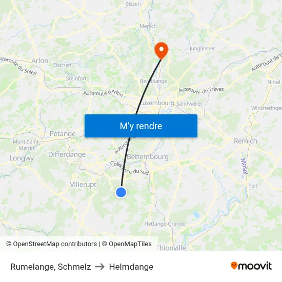 Rumelange, Schmelz to Helmdange map