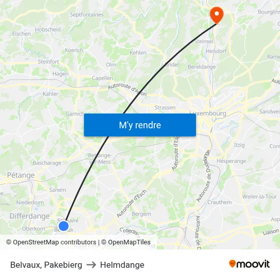 Belvaux, Pakebierg to Helmdange map