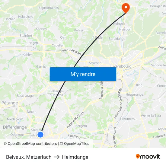 Belvaux, Metzerlach to Helmdange map