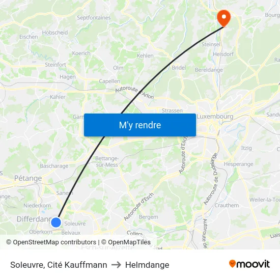 Soleuvre, Cité Kauffmann to Helmdange map