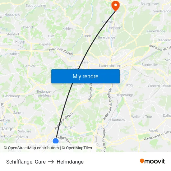 Schifflange, Gare to Helmdange map