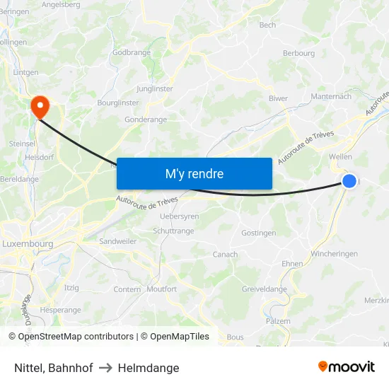 Nittel, Bahnhof to Helmdange map