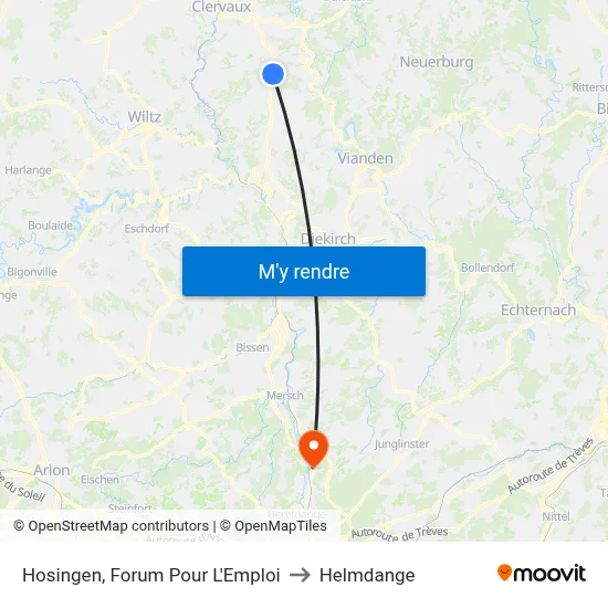 Hosingen, Forum Pour L'Emploi to Helmdange map