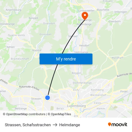 Strassen, Schafsstrachen to Helmdange map