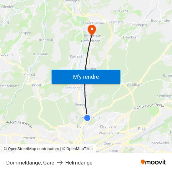 Dommeldange, Gare to Helmdange map