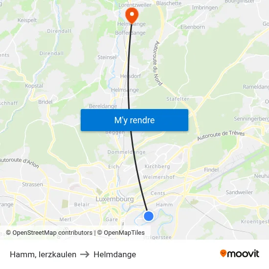 Hamm, Ierzkaulen to Helmdange map