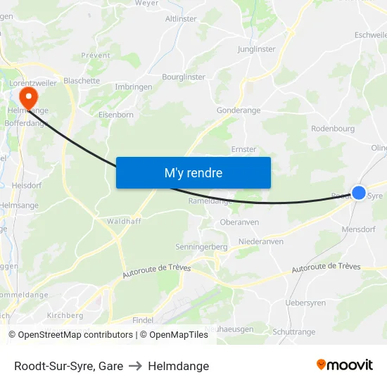 Roodt-Sur-Syre, Gare to Helmdange map