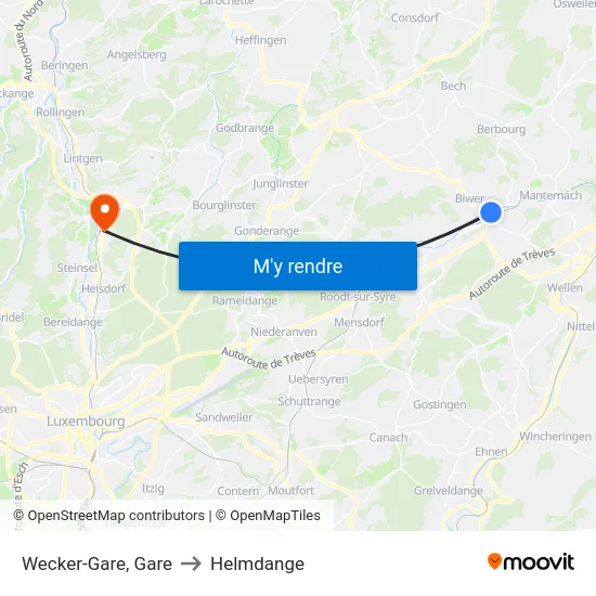 Wecker-Gare, Gare to Helmdange map