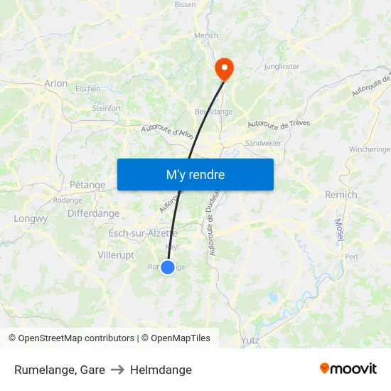 Rumelange, Gare to Helmdange map