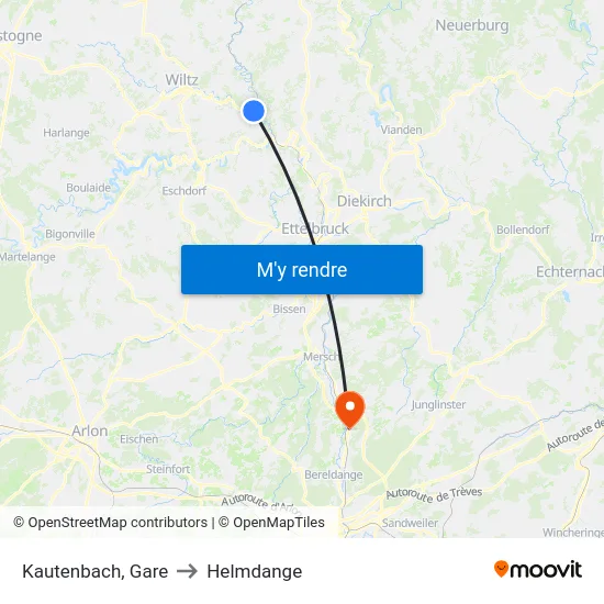 Kautenbach, Gare to Helmdange map