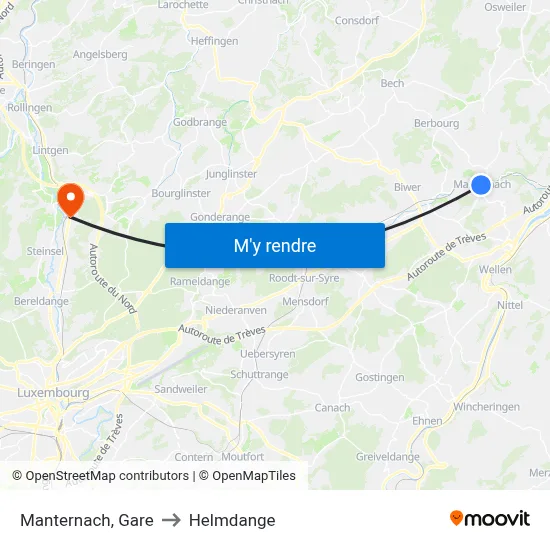 Manternach, Gare to Helmdange map