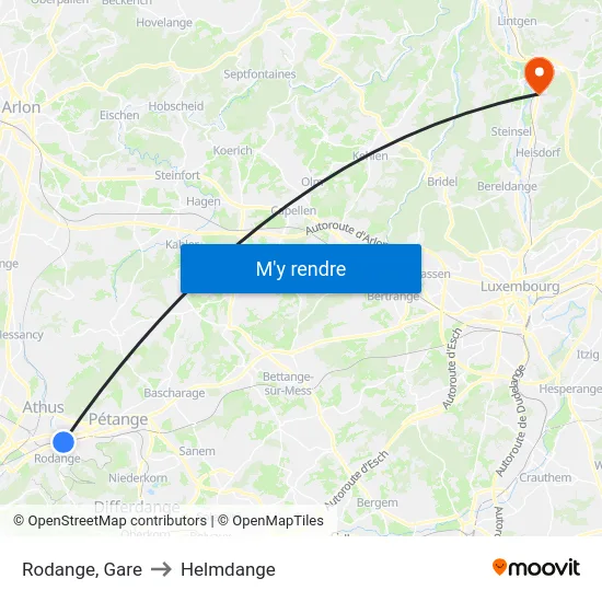 Rodange, Gare to Helmdange map