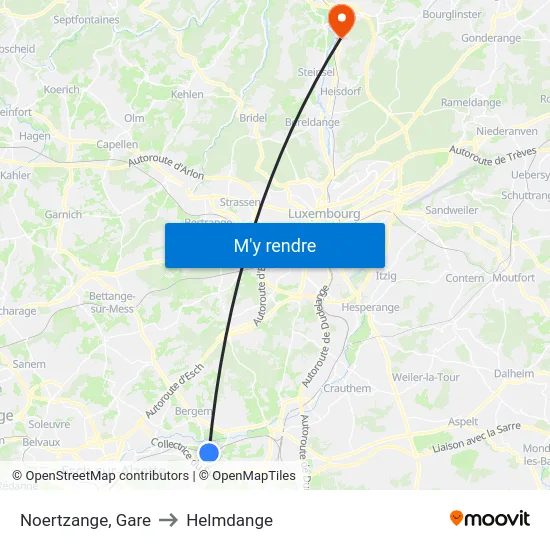 Noertzange, Gare to Helmdange map